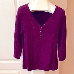 NWOT Relativity purple speckled vneck sweater